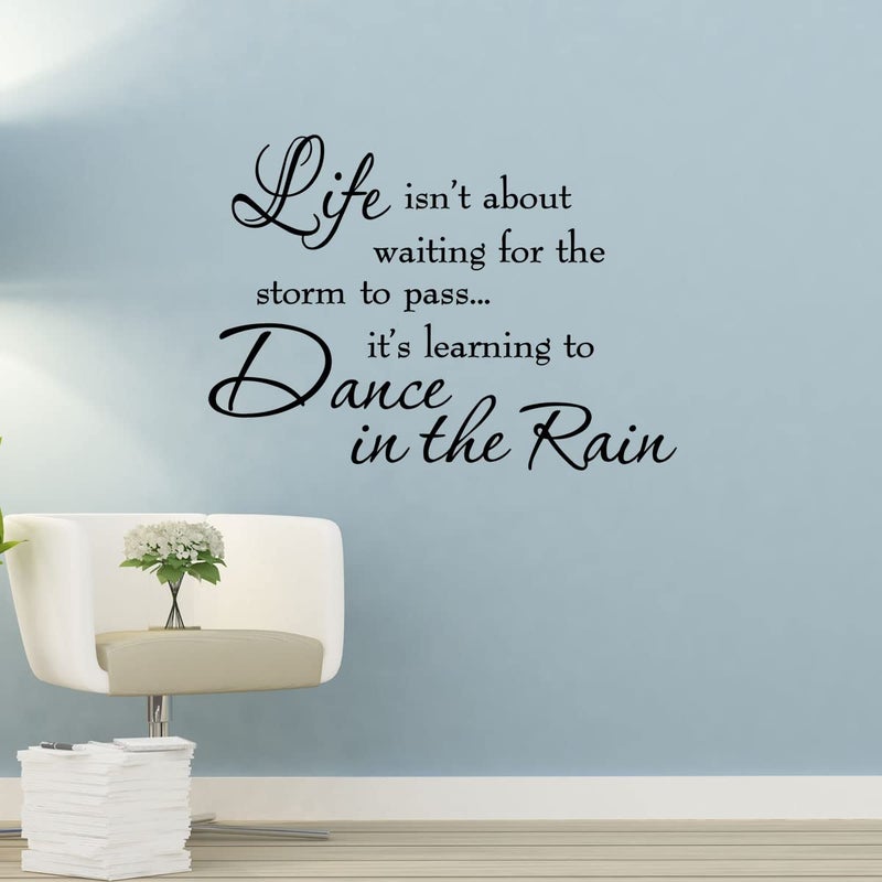 VWAQ Life Isnt About Waiting for The Storm to Pass Its Learning to Dance in The Rain Vinyl Wall Decal Inspirational Quotes - Image 2
